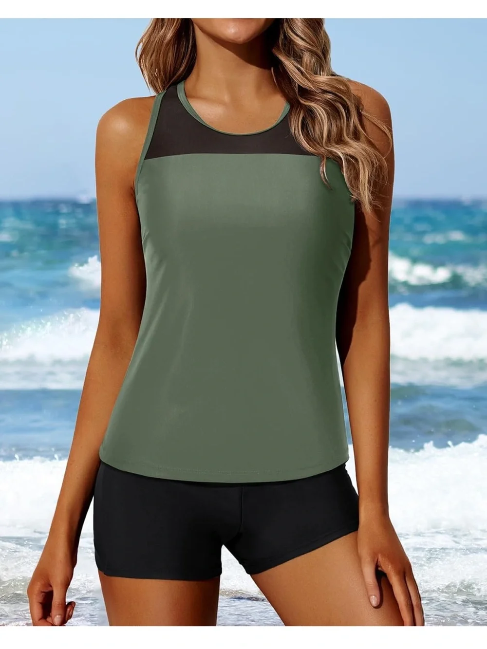 Athletic Tankini With Shorts Racerback Two Piece Sporty M. 2272/crt-3